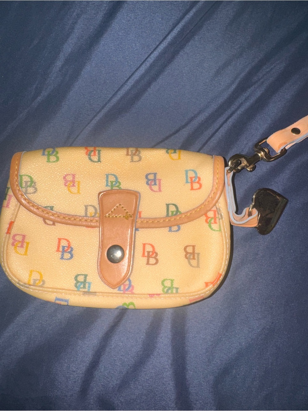 Dooney and Burke Multicolor Monogram Wristlet in Cream